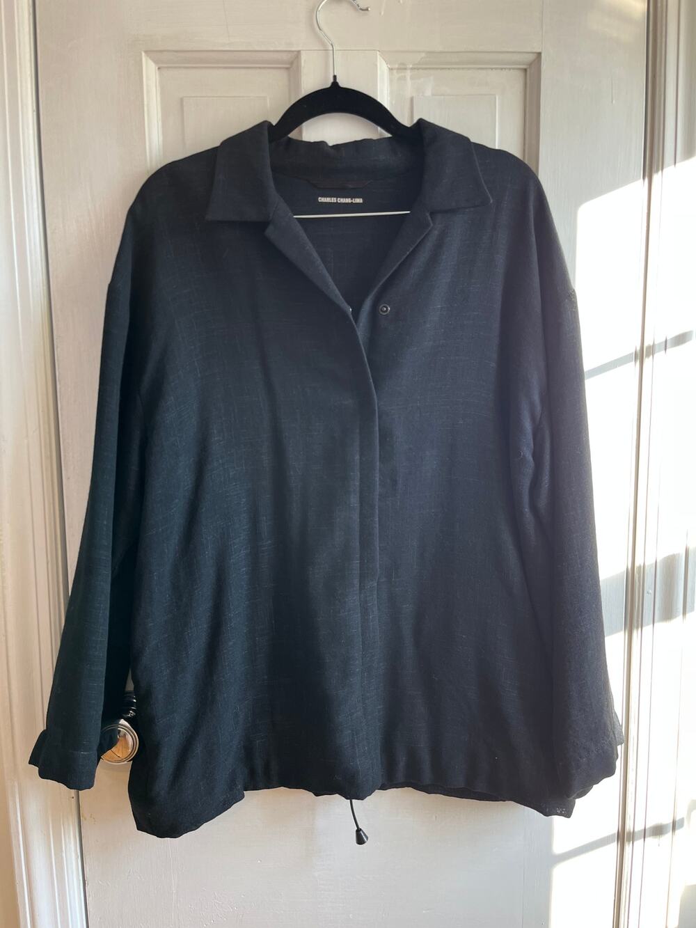 Charles Chang-Lima Vintage Wool Blend Snap Front Jacket Grey Hatch M/L